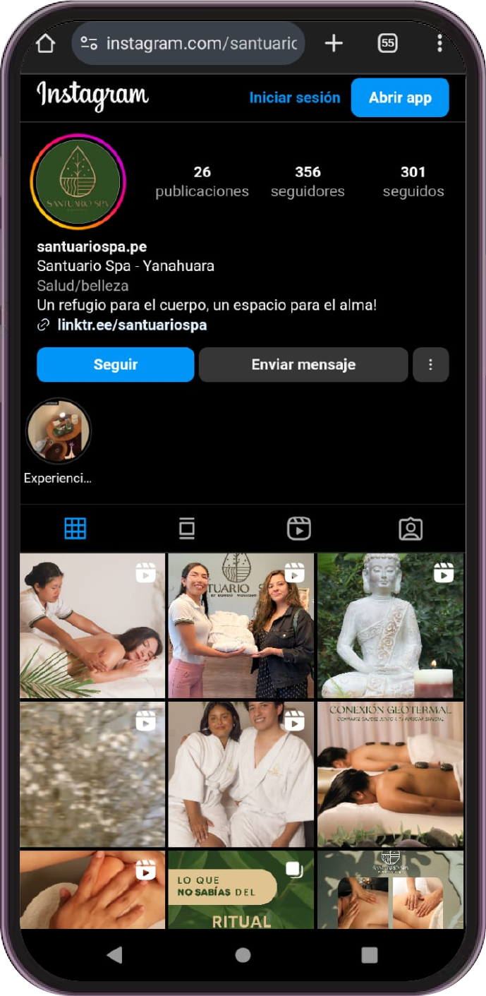 Instagram Santuario Spa